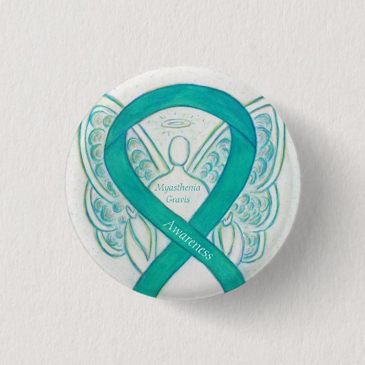 Myasthenia Gravis Awareness Angel Ribbon Art Butto Button (Vorderseite)