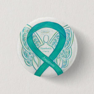 Myasthenia Gravis Awareness Angel Ribbon Art Butto Button