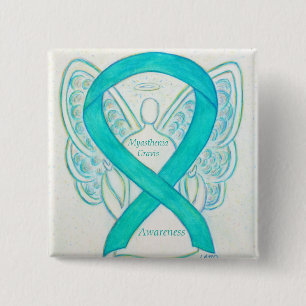 Myasthenia Gravis Awareness Angel Ribbon Art Butto Button