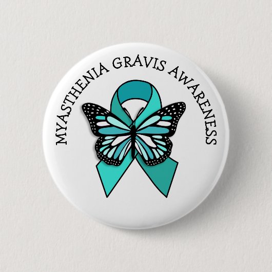 Myasthenia Gravis Awareness Ribbon Butterfly Button (Vorderseite)