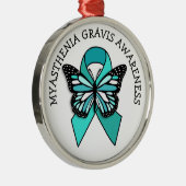 Myasthenia Gravis Awareness Ribbon Butterfly Ornament Aus Metall (Rechts)