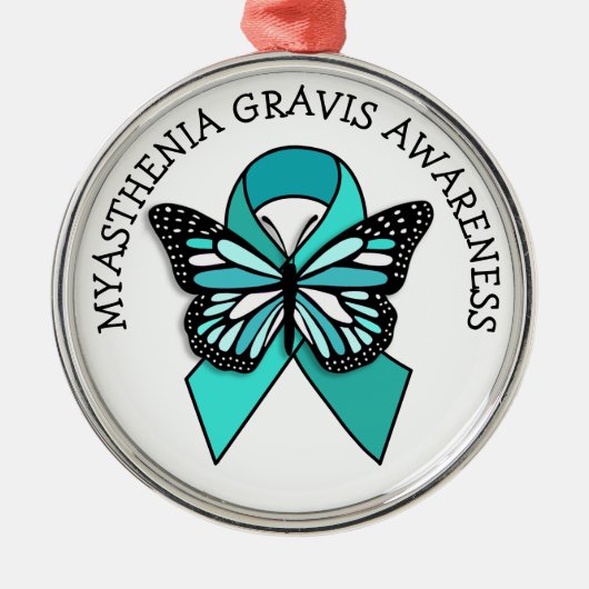 Myasthenia Gravis Awareness Ribbon Butterfly Ornament Aus Metall (Vorne)