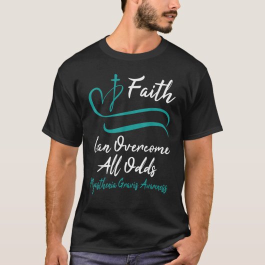Myasthenia Gravis Awareness Teal Ribbon Christian T-Shirt (Vorderseite)