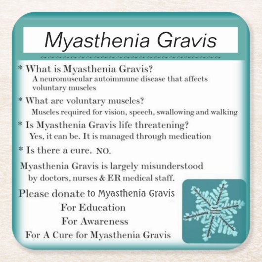 Myasthenia Gravis Bewusstsein Rechteckiger Pappuntersetzer (Vorderseite)