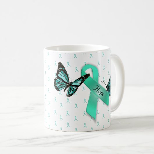 Myasthenia Gravis Hope Aquamarin Ribbons Kaffeemas Kaffeetasse (VorderseiteRechts)