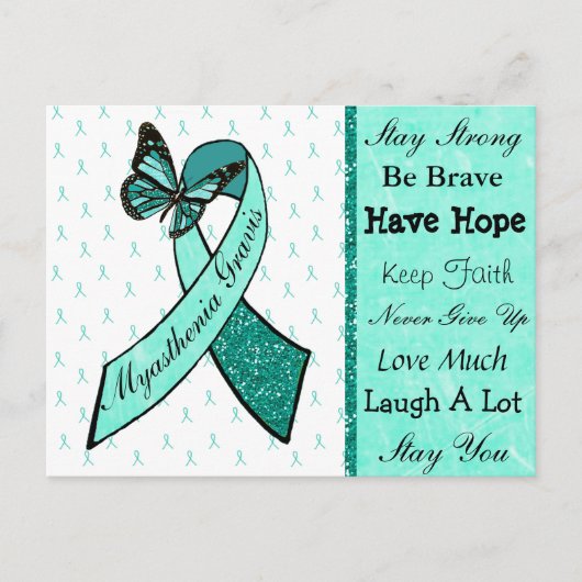 Myasthenia Gravis Hope Butterfly Ribbon Postkarte (Vorderseite)