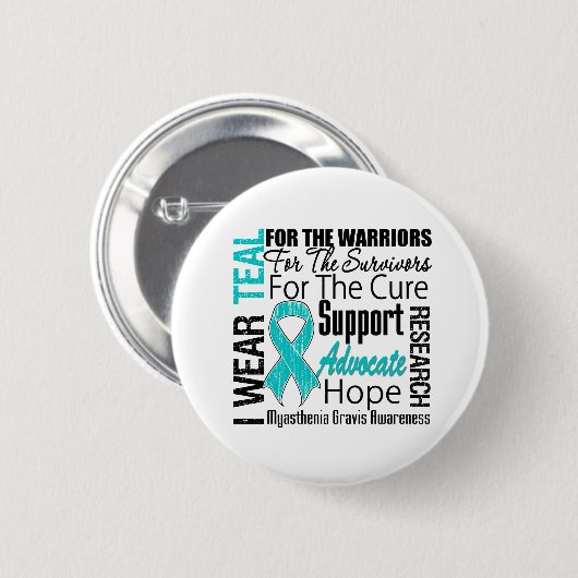 Myasthenia Gravis I Tragen Aquamarine Tribute Ribb Button (Vorne & Hinten)