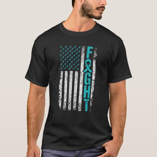 Myasthenia Gravis kämpft US-Flagge Aquamarines Mg T-Shirt (Vorderseite)