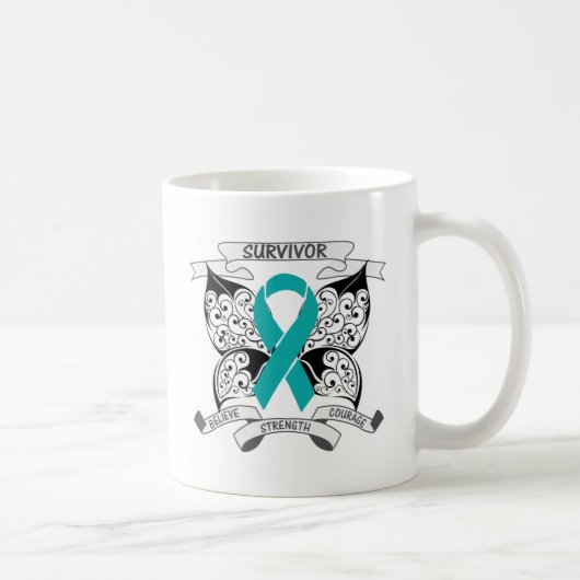 Myasthenia Gravis Überlebend-Schmetterling Kaffeetasse (Rechts)
