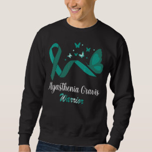 Myasthenia Gravis Warrior Butterfly Aquamarin Ribb Sweatshirt