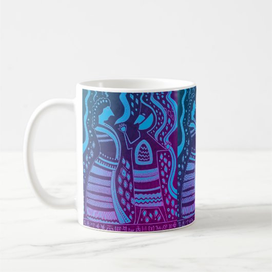 Mycenaean Griechisch Inspiriert Blue Couple Tasse (Links)