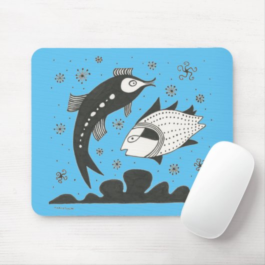 Mycenaean Griechisch Inspiriert Blue Fish Mouse Pa Mousepad (Mit Mouse)