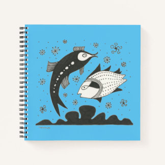 Mycenaean Griechisch Inspiriert Blue Fish Notebook Notizblock