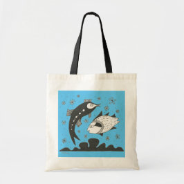 Mycenaean Griechisch Inspiriert Blue Fish Tote Bag Tragetasche