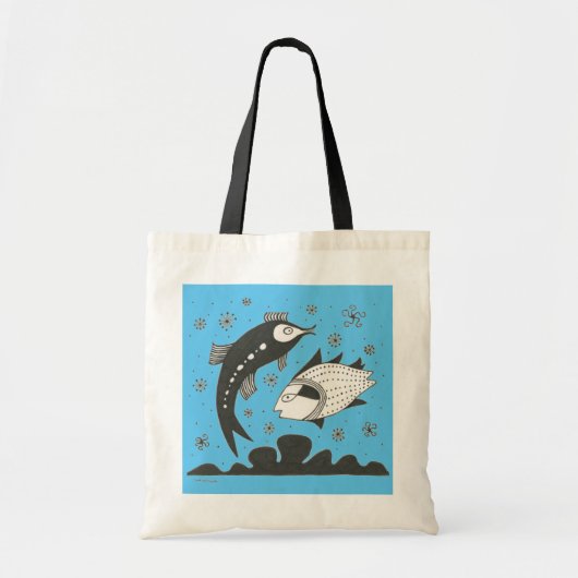 Mycenaean Griechisch Inspiriert Blue Fish Tote Bag Tragetasche (Vorne)