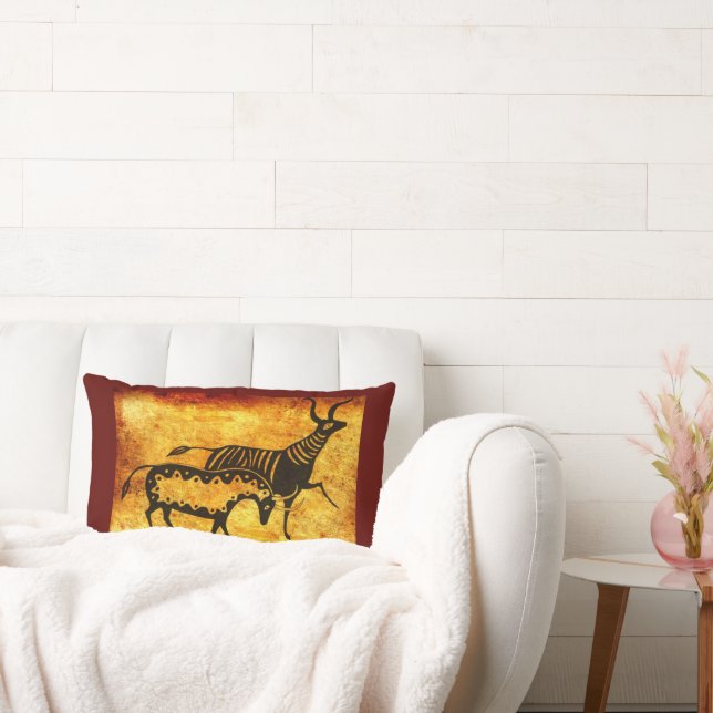 Mycenaean griechisch Inspirierte Earth Tones Cattl Lendenkissen (Liege)