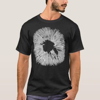 Mycology Mushroom Spore Print Stencil auf schwarz T-Shirt