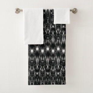 Mydeas Abstrakter, schwarz-weißer, grauer Ikat m Badhandtuch Set