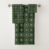 Mydeas | Dark Green Sparkle Line Retro-Quadrate Badhandtuch Set (Insitu)
