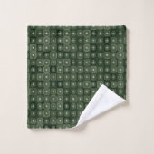Mydeas | Dark Green Sparkle Line Retro-Quadrate Badhandtuch Set (Waschlappen)