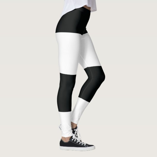 Mydeas | Schwarz-Weiß-Extra breite Streifen Leggings (Rechts)