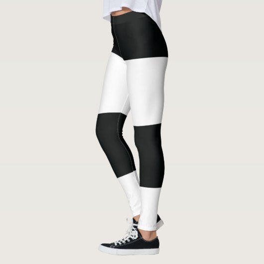 Mydeas | Schwarz-Weiß-Extra breite Streifen Leggings (Links)