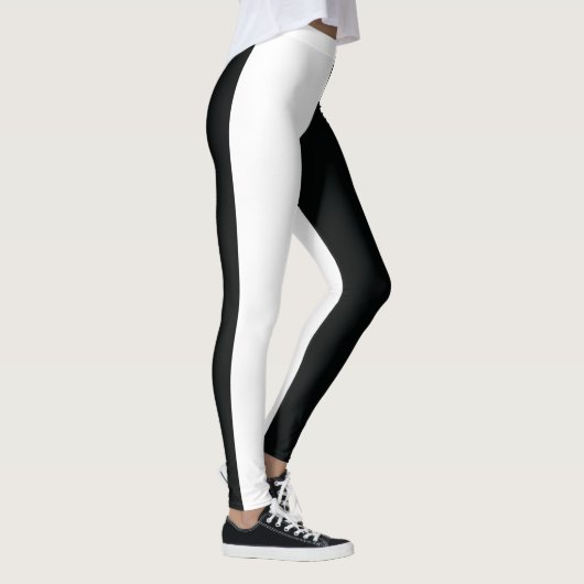 Mydeas | Schwarz-Weiß-Extra breite Streifen Leggings (Rechts)