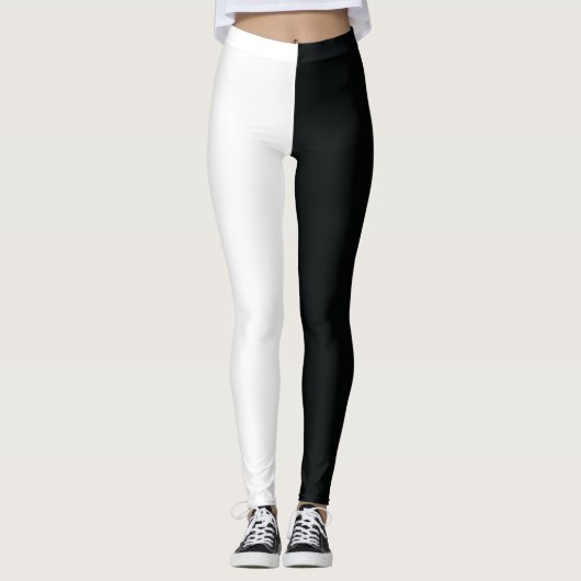 Mydeas | Schwarz-Weiß-Extra breite Streifen Leggings (Vorderseite)