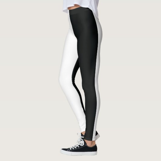 Mydeas | Schwarz-Weiß-Extra breite Streifen Leggings (Links)