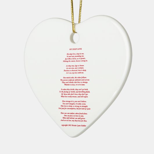 MyDeepLovePoemTextRotOnWhite021411 Keramik Ornament (Links)