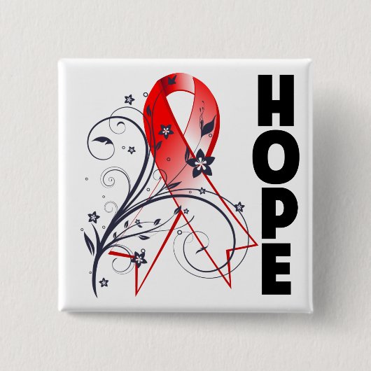 Myelodysplastische Syndrome Floral Hope Ribbon Button (Vorderseite)