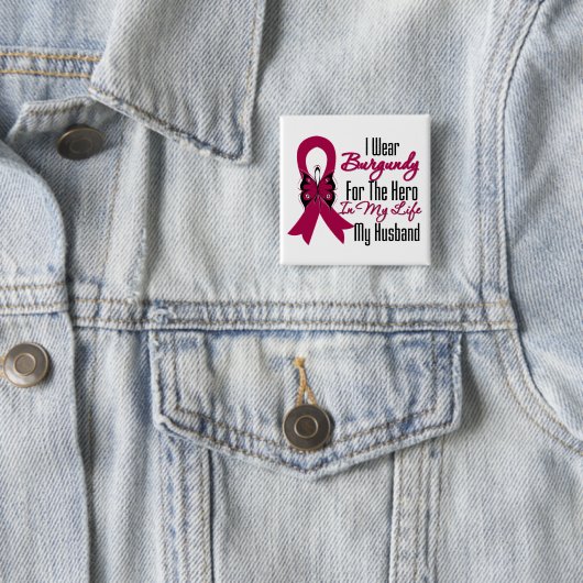 Myeloma Ribbon Hero My Husband Button (Beispiel)