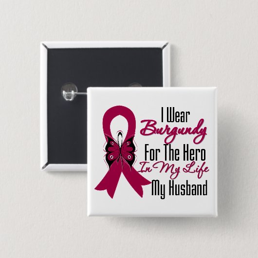 Myeloma Ribbon Hero My Husband Button (Vorne & Hinten)