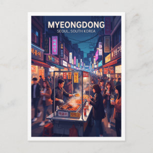 Myeongdong Street Food Allee Seoul Südkorea Postkarte