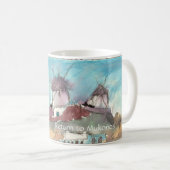Mykonos berühmte Windmühlen auf einer Schale Kaffeetasse (VorderseiteRechts)