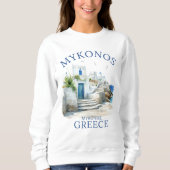 Mykonos Coastal Serenity in Watercolor Sweatshirt (Vorderseite)