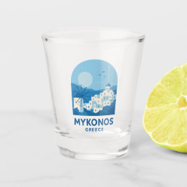 Mykonos Greece Blue Minimalist Travel Art Schnapsglas