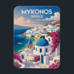 Mykonos Greece Coast Travel Art Vintage Magnet<br><div class="desc">Mykonos retro vector travel design. From the scenic windmills to the charming lanes of Little Venice,  Mykonos offers a perfect mix of relaxation,  beauty,  and energy.</div>