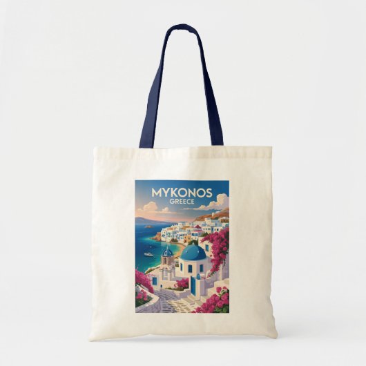 Mykonos Greece Coast Travel Art Vintage Tragetasche (Vorne)