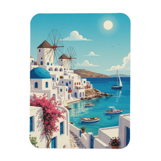 Mykonos Greece Cyclades Travel Magnet (Vertikal)