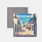 Mykonos Greece Cyclades Travel Windmill Magnet (Vorderseite/Rückseite)