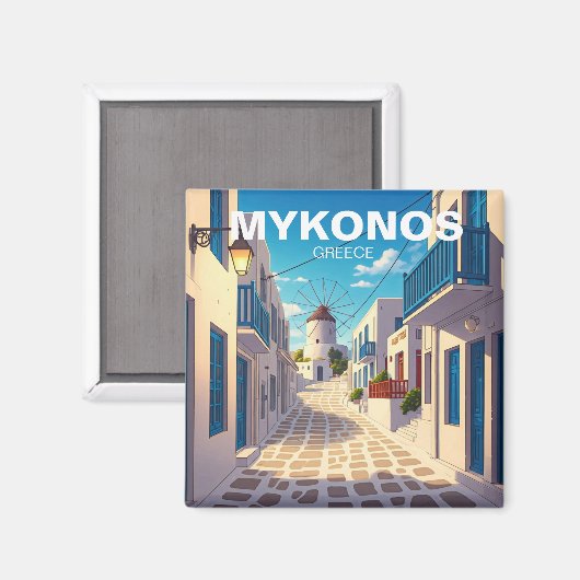 Mykonos Greece Cyclades Travel Windmill Magnet (Vorderseite/Rückseite)