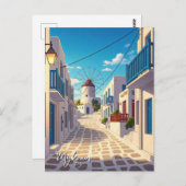 Mykonos Greece Cyclades Travel Windmill Postkarte (Vorne/Hinten)