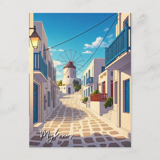 Mykonos Greece Cyclades Travel Windmill Postkarte (Vorderseite)
