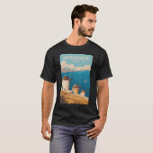 Mykonos Greece Illustration Travel Art Vintage T-Shirt (Vorne ganz)