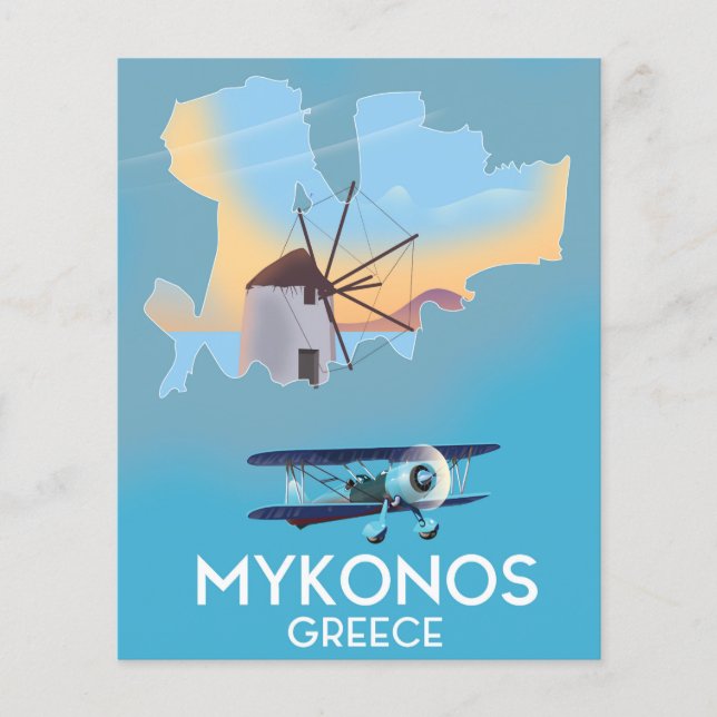 Mykonos Greece Map Reiseplakat (Vorderseite)