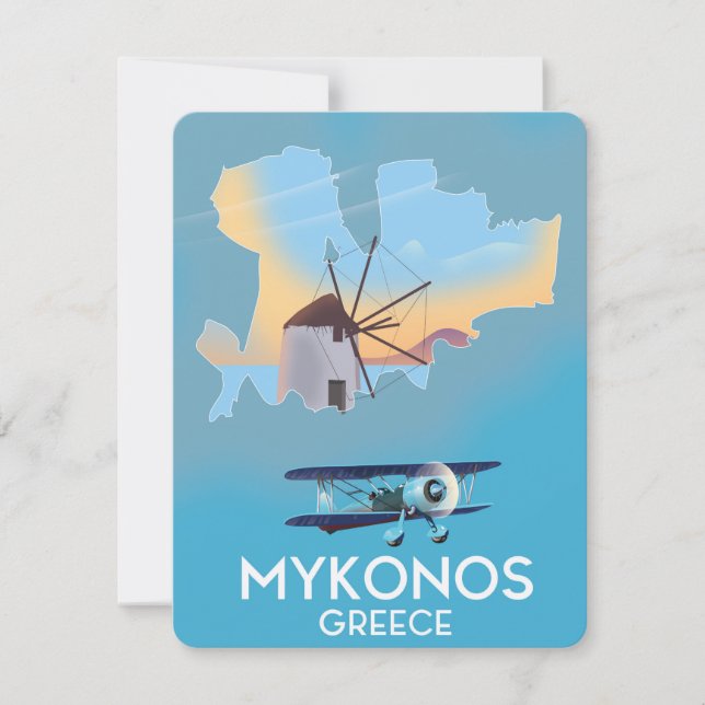 Mykonos Greece Map Reiseplakat (Vorderseite)