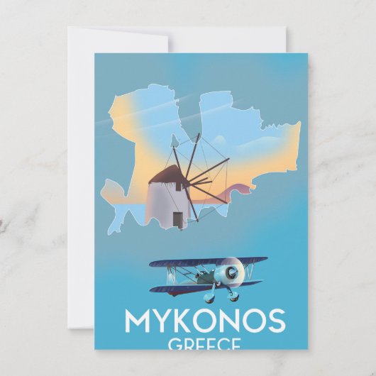 Mykonos Greece Map Reiseplakat Einladung (Rückseite)