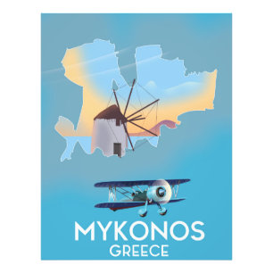 Mykonos Greece Map Reiseplakat Fotodruck