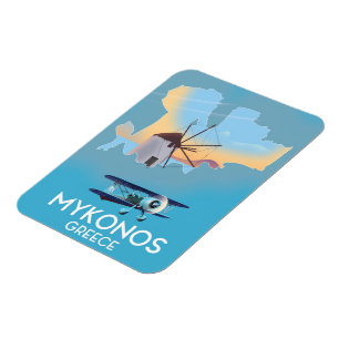 Mykonos Greece Map Reiseplakat Magnet